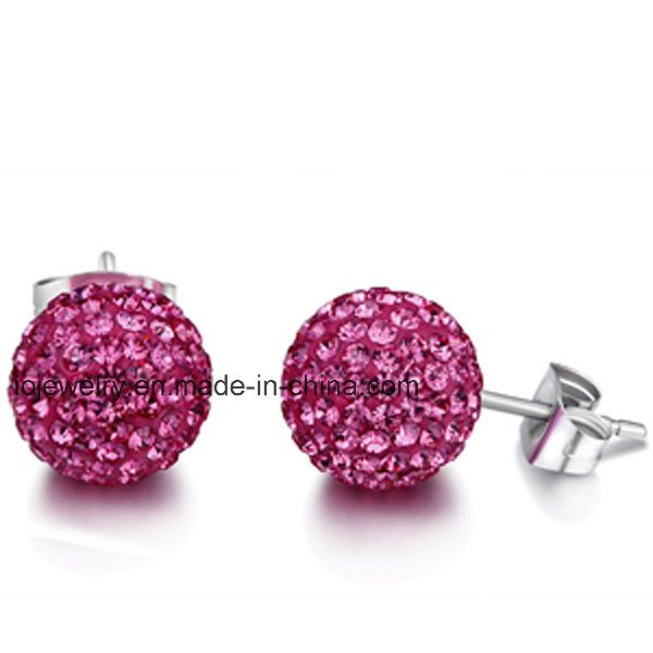 Stainless Steel Crystal Body Jewelry Ball Stud Earrings